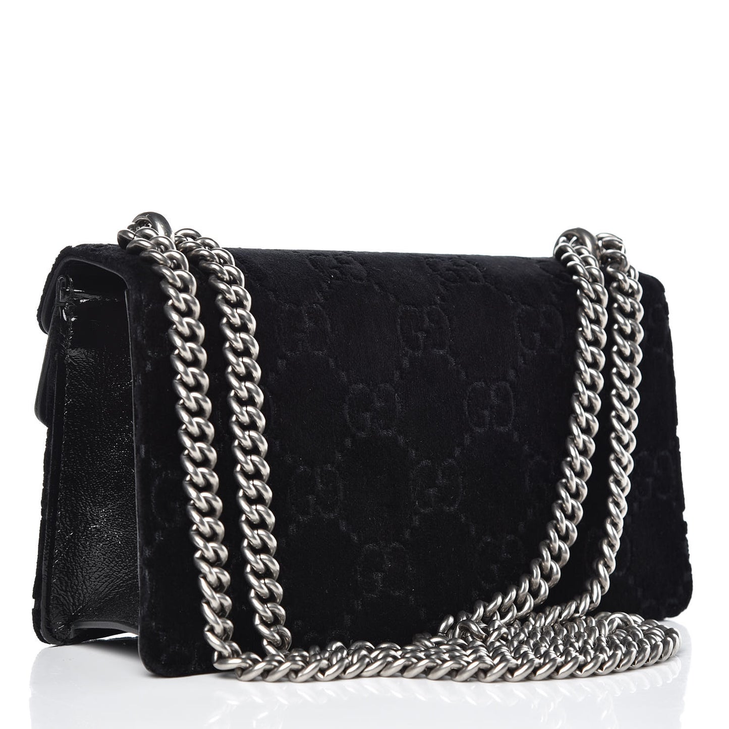 Velvet Skipper Crystal GG Monogram Small Dionysus Shoulder Bag Black Black Diamond