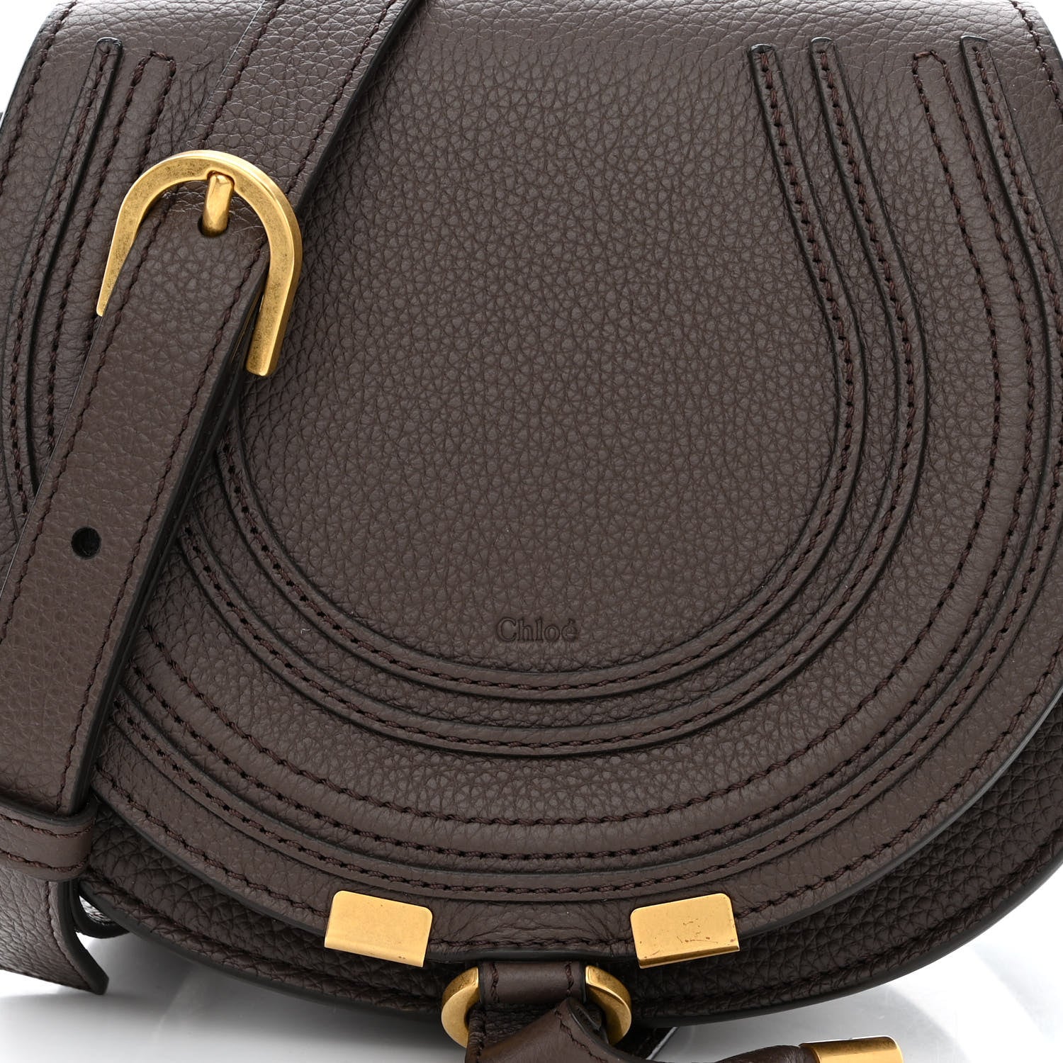 Chloe Grained Calfskin Small Marcie Saddle Bag Bold Brown 8 of 10
