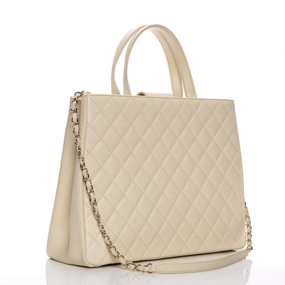 Chanel Caviar Quilted Large Business Affinity Shopping Bag White 3 of 10