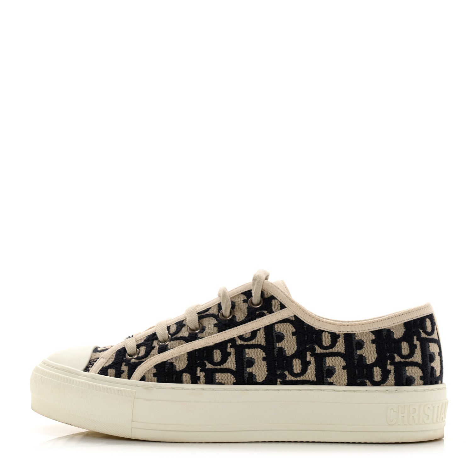 Christian Dior Canvas Oblique Walk'N'Dior Low Top Sneakers 37 Deep Blue 1 of 8
