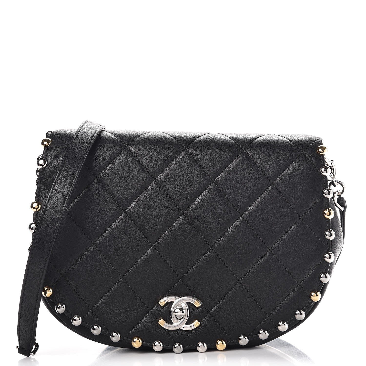 Chanel Lambskin Quilted Studded Bubble Flap Black 1 of 8