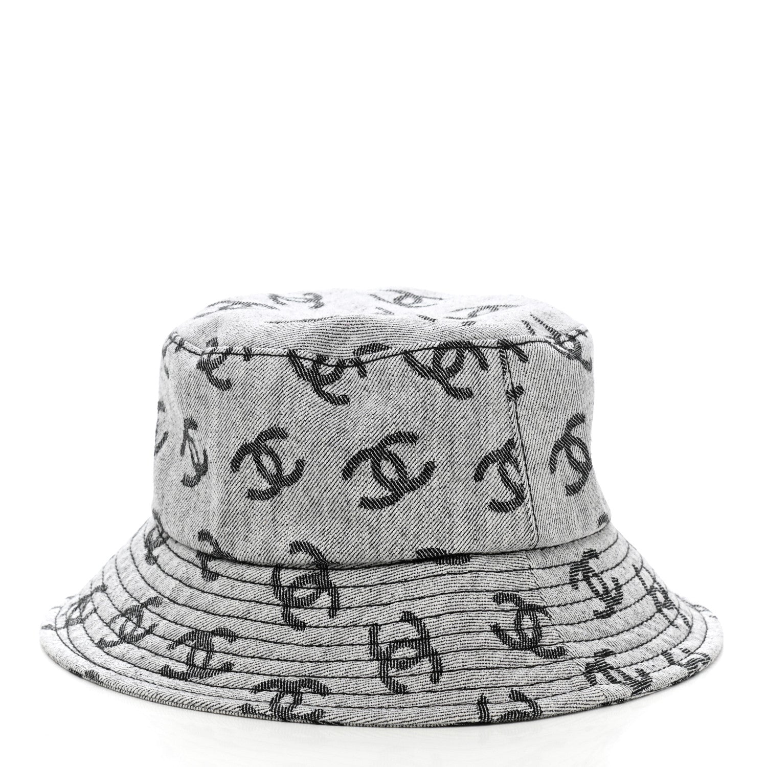 Chanel Denim CC Bucket Hat L White Black 6 of 8