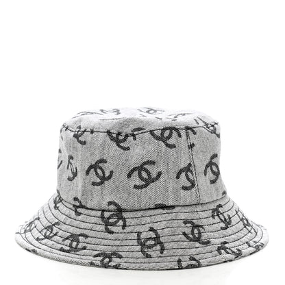 Chanel Denim CC Bucket Hat L White Black 6 of 8