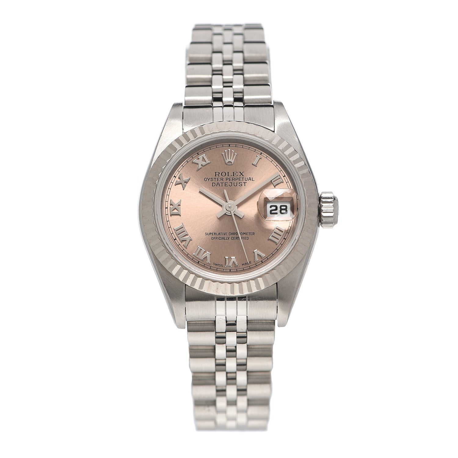 Rolex Stainless Steel 26mm Oyster Perpetual Datejust Watch Pink Roman 79174 1 of 5