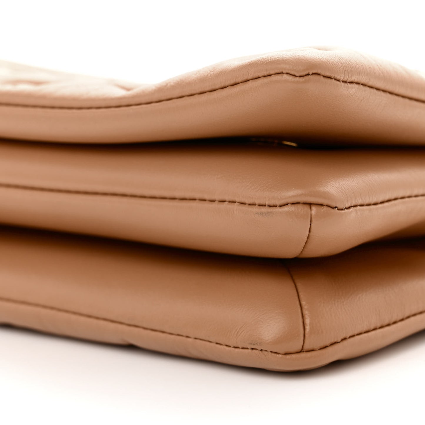 Lambskin Embossed Monogram Pochette Coussin Camel