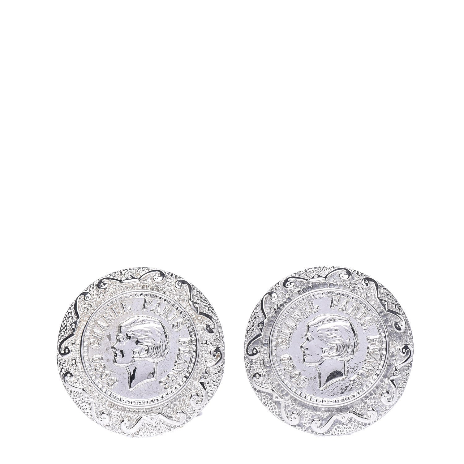 Chanel Silver Coco Clip On Earrings Silver 1 of 5