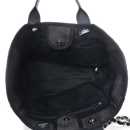 Chanel Denim Large Deauville Tote Dark Blue 5 of 7
