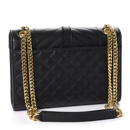 Saint Laurent Grain De Poudre Textured Mixed Matelasse Triquilt Medium Monogram Satchel Black 3 of 11