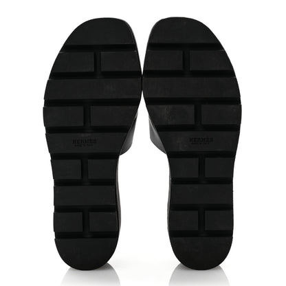 Hermes Calfskin Suede Eze 30 Sandals 37 Black 5 of 10