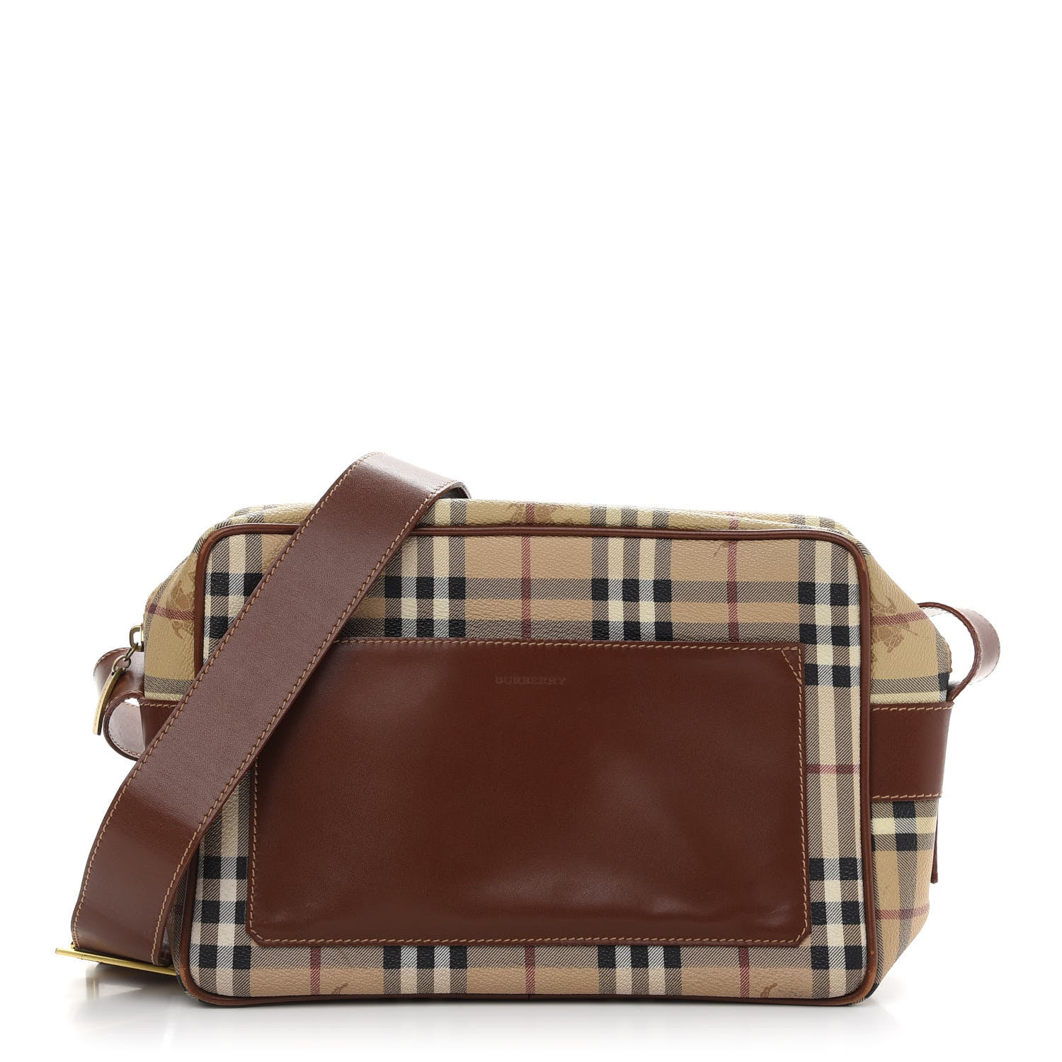 Burberry Haymarket Check Crossbody Bag Brown 1 of 10