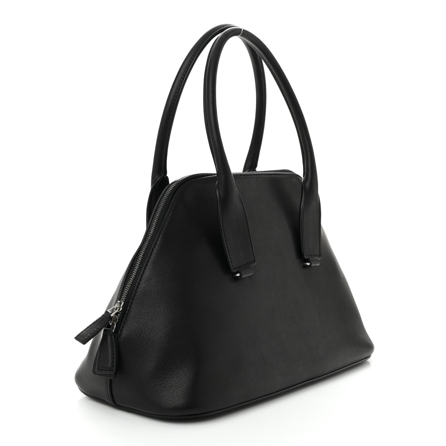 The Row Polished Saddle Calfskin Medium Devon Bag Black 3 of 9