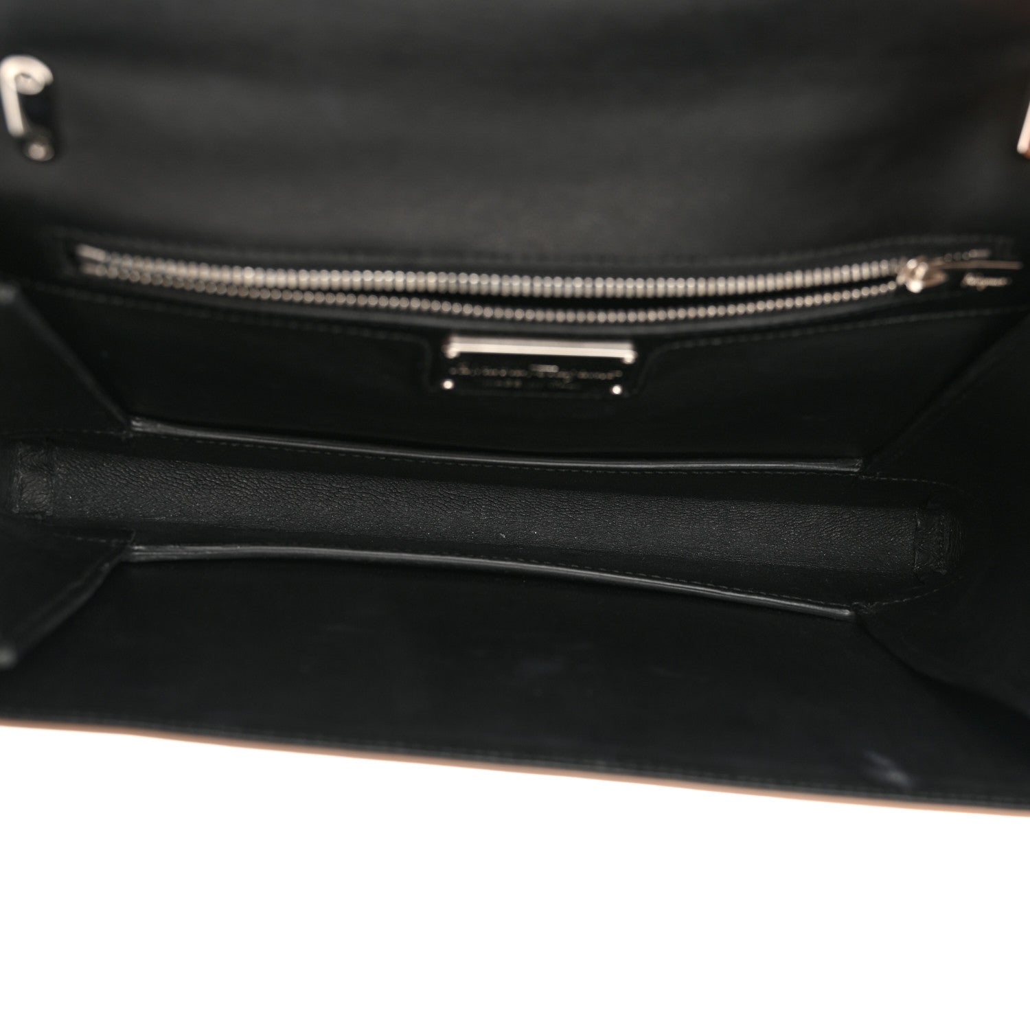 Salvatore Ferragamo Hammered Calfskin Vara Bow Shoulder Bag Beige Black 5 of 11