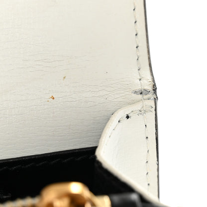 Saint Laurent New Aspen Calfskin Bi-Color Monogram Sunset Chain Wallet  Black Dirty White 10 of 13