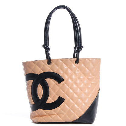 Chanel Calfskin Quilted Medium Cambon Tote Beige Black 1 of 12