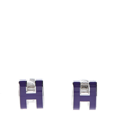 Hermes Palladium Lacquered Pop H Earrings Ultraviolet 1 of 5