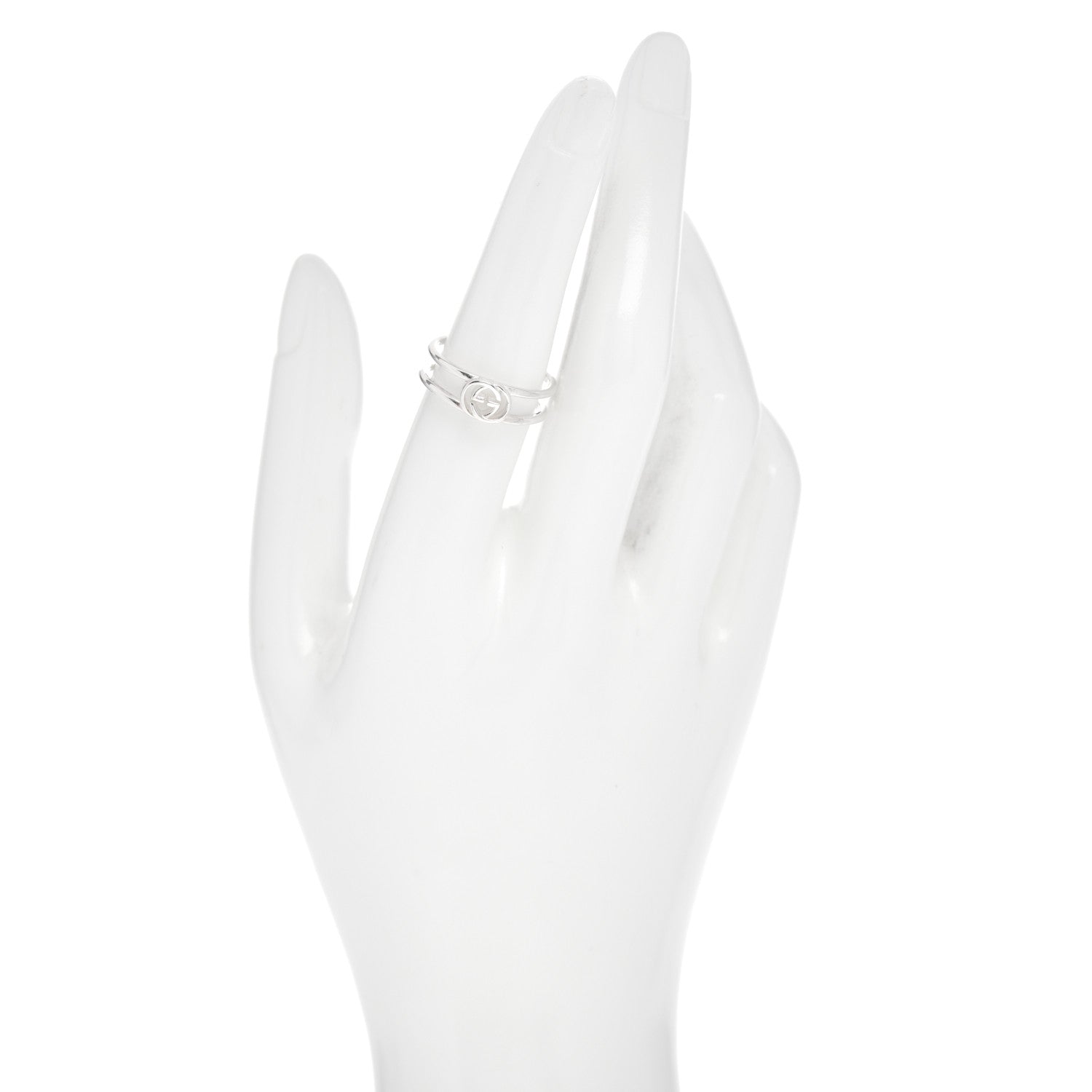 Gucci Sterling Silver 6mm Interlocking G Open Band Ring 54 7 2 of 5