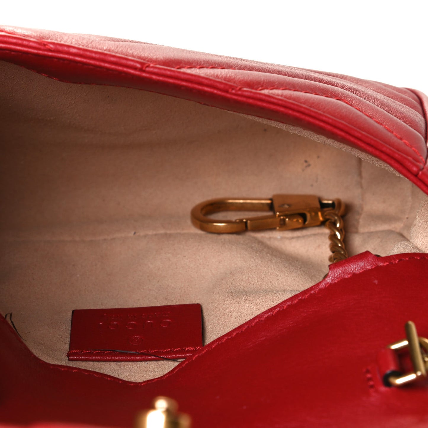 Calfskin Matelasse Super Mini GG Marmont Shoulder Bag Hibiscus Red