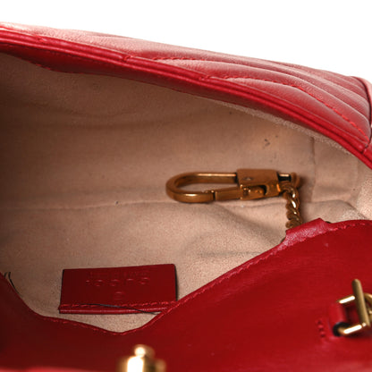 Gucci Calfskin Matelasse Super Mini GG Marmont Shoulder Bag Hibiscus Red 5 of 8