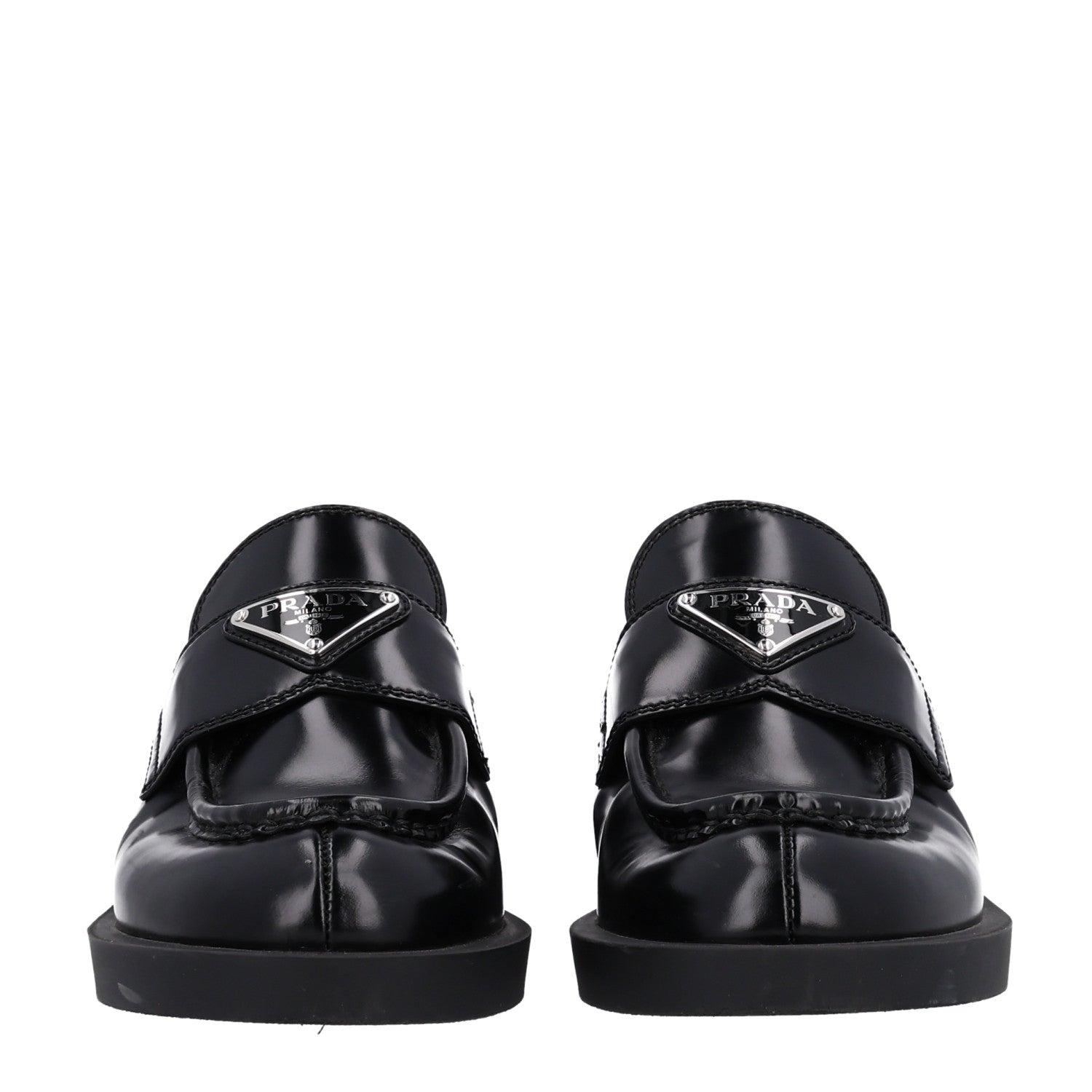 Prada Spazzolato Triangle 40mm Loafer Mules 35 Black 3 of 10