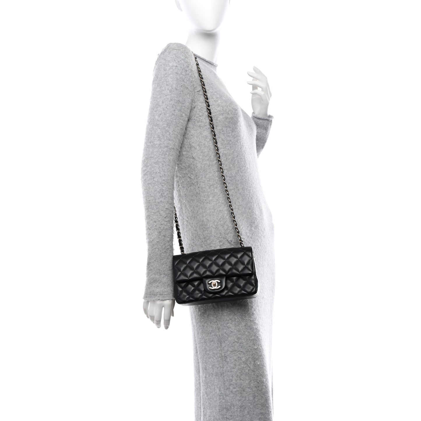 Lambskin Quilted Mini Rectangular Flap Black