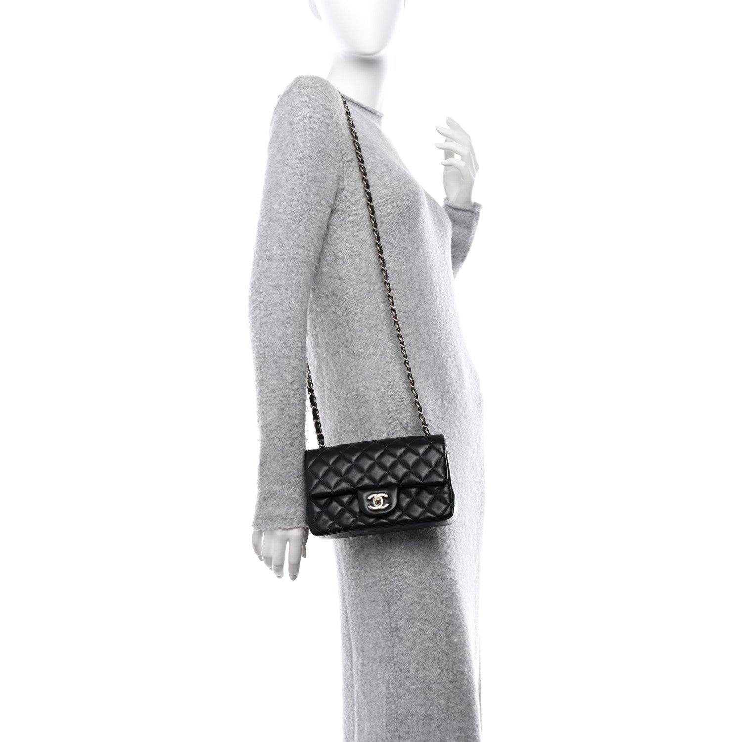 Chanel Lambskin Quilted Mini Rectangular Flap Black 2 of 11