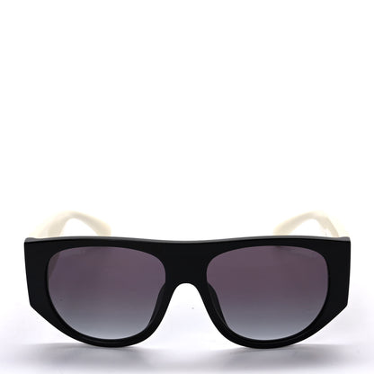 Chanel Acetate Quilted CC Pilot Sunglasses 71465 White Black 2 of 8
