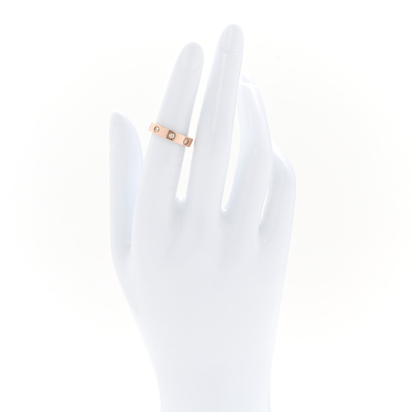 18K Pink Gold 8 Diamond 4mm LOVE Wedding Band Ring 50 5.25