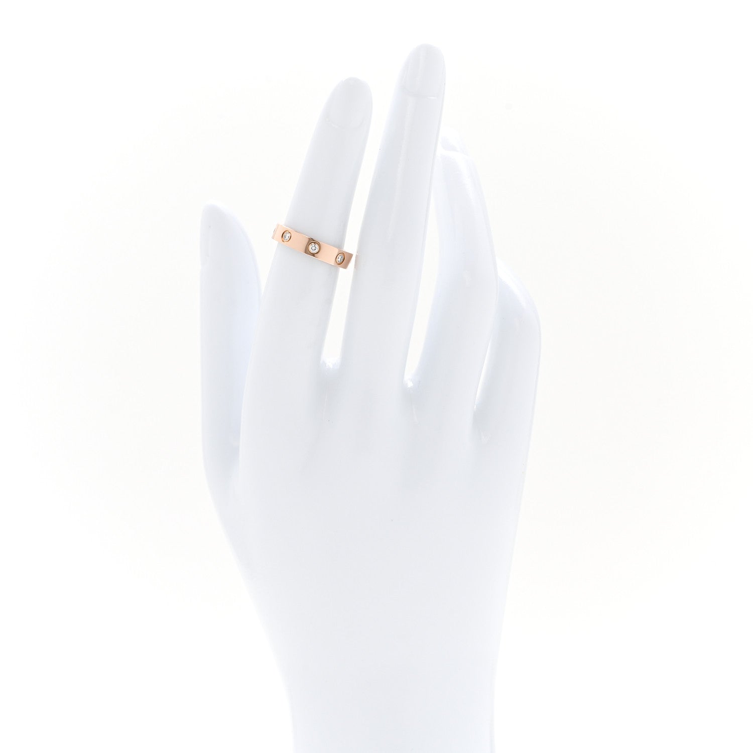 Cartier 18K Pink Gold 8 Diamond 4mm LOVE Wedding Band Ring 50 5.25 2 of 4