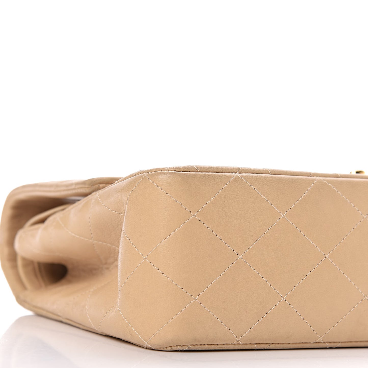 Lambskin Quilted Medium Double Flap Beige