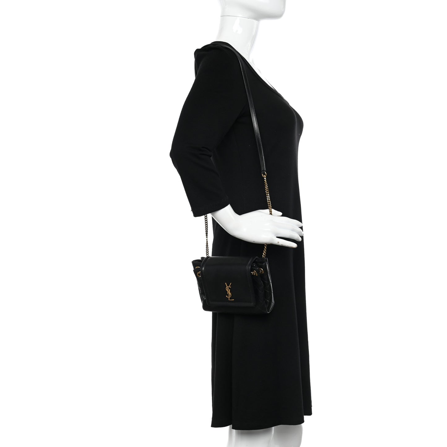 Lambskin Quilted Monogram Mini Nolita Black