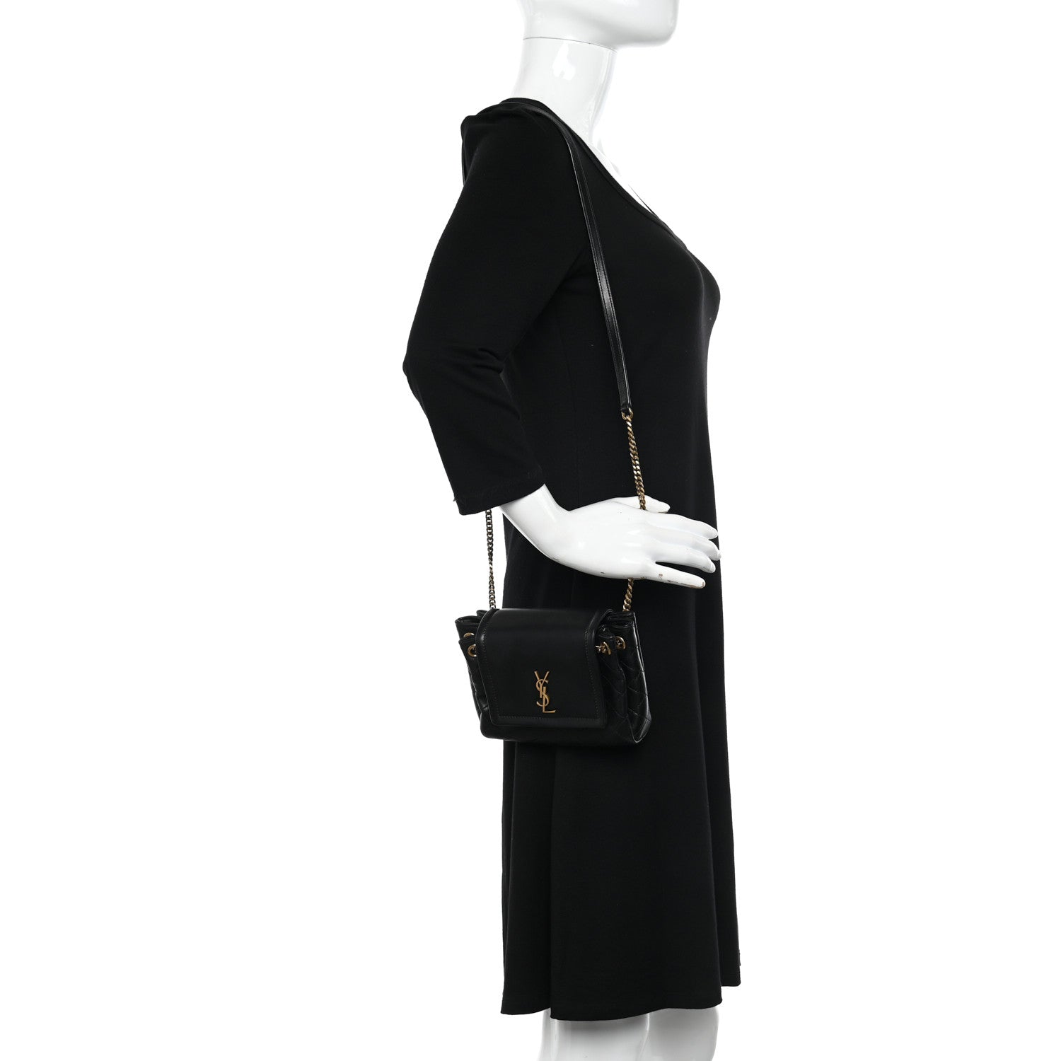 Saint Laurent Lambskin Quilted Monogram Mini Nolita Black 2 of 9
