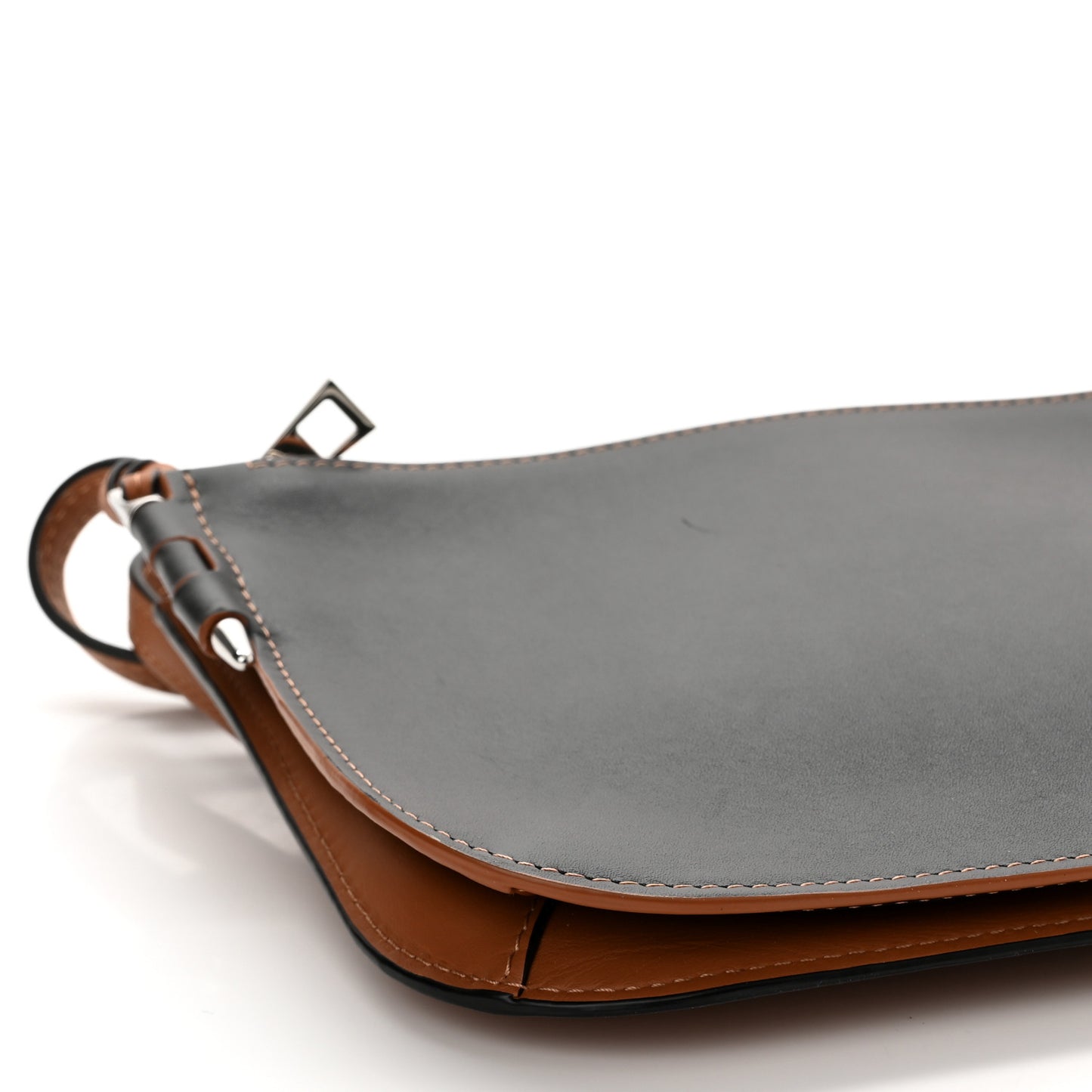 Smooth Calfskin Double Zip Crossbody Black Tan