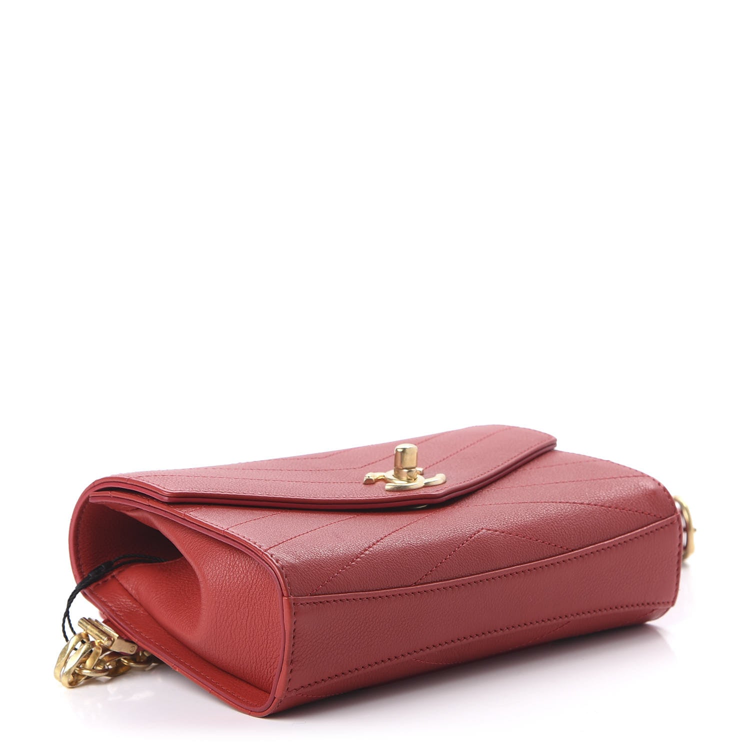 Chanel Calfskin Chevron Stitched Coco Waist Bag Red 4 of 10