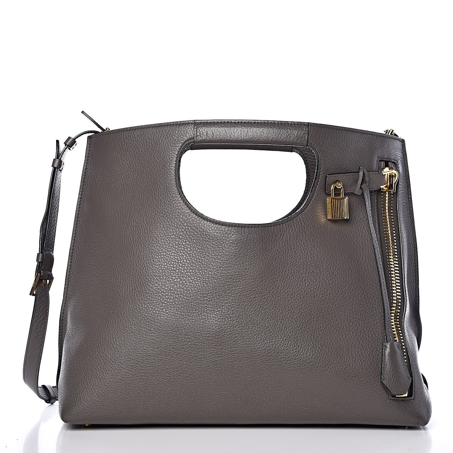 Grained Calfskin Alix Padlock Zip Tote Graphite