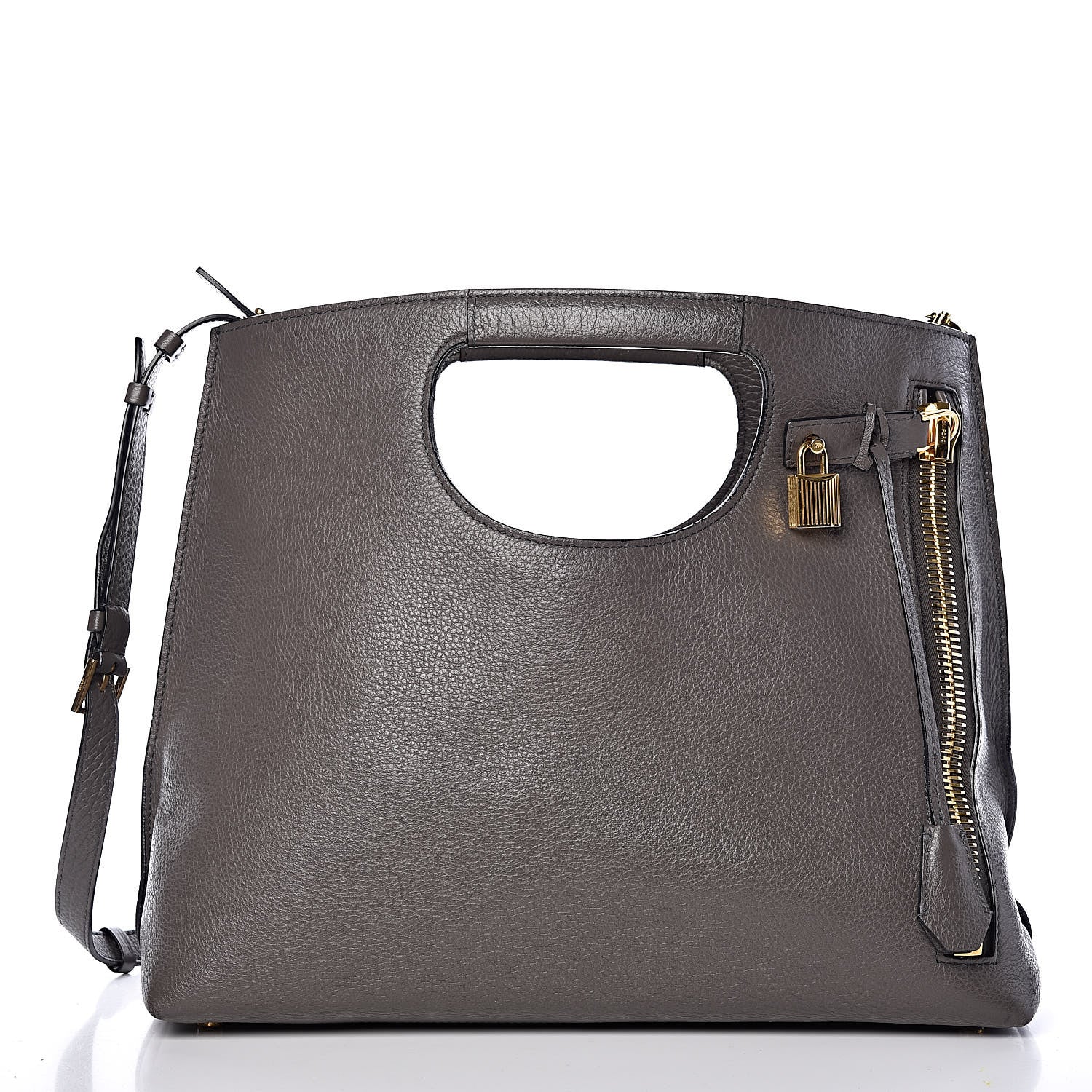 Tom Ford Grained Calfskin Alix Padlock Zip Tote Graphite 3 of 12