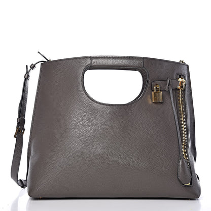 Tom Ford Grained Calfskin Alix Padlock Zip Tote Graphite 3 of 12