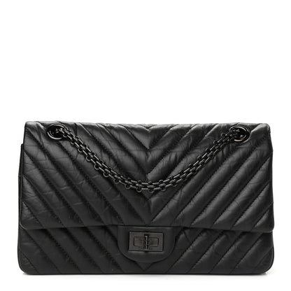 Chanel Aged Calfskin Chevron Quilted 2.55 Reissue 225 Flap So Black 1 of 11