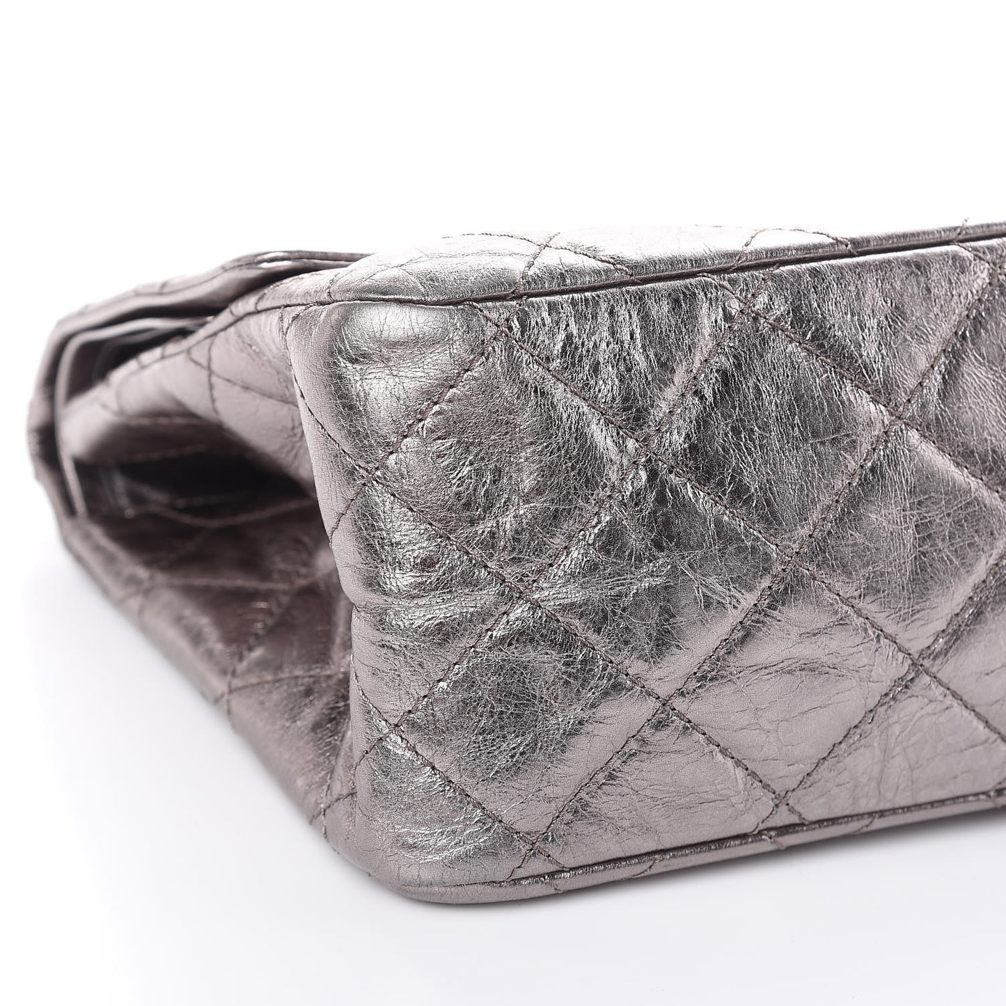 Metallic Aged Calfskin Quilted 2.55 Reissue 228 Flap Silver