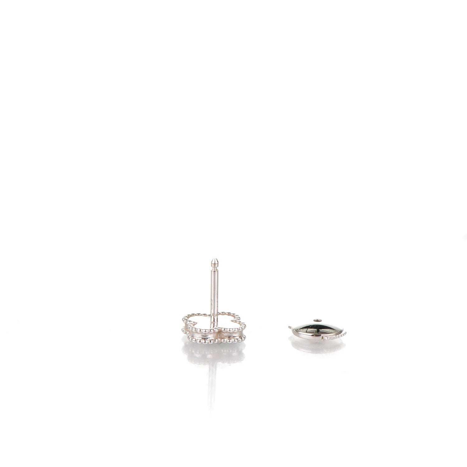 Van Cleef & Arpels 18K White Gold Mother of Pearl Sweet Alhambra Earrings 5 of 7