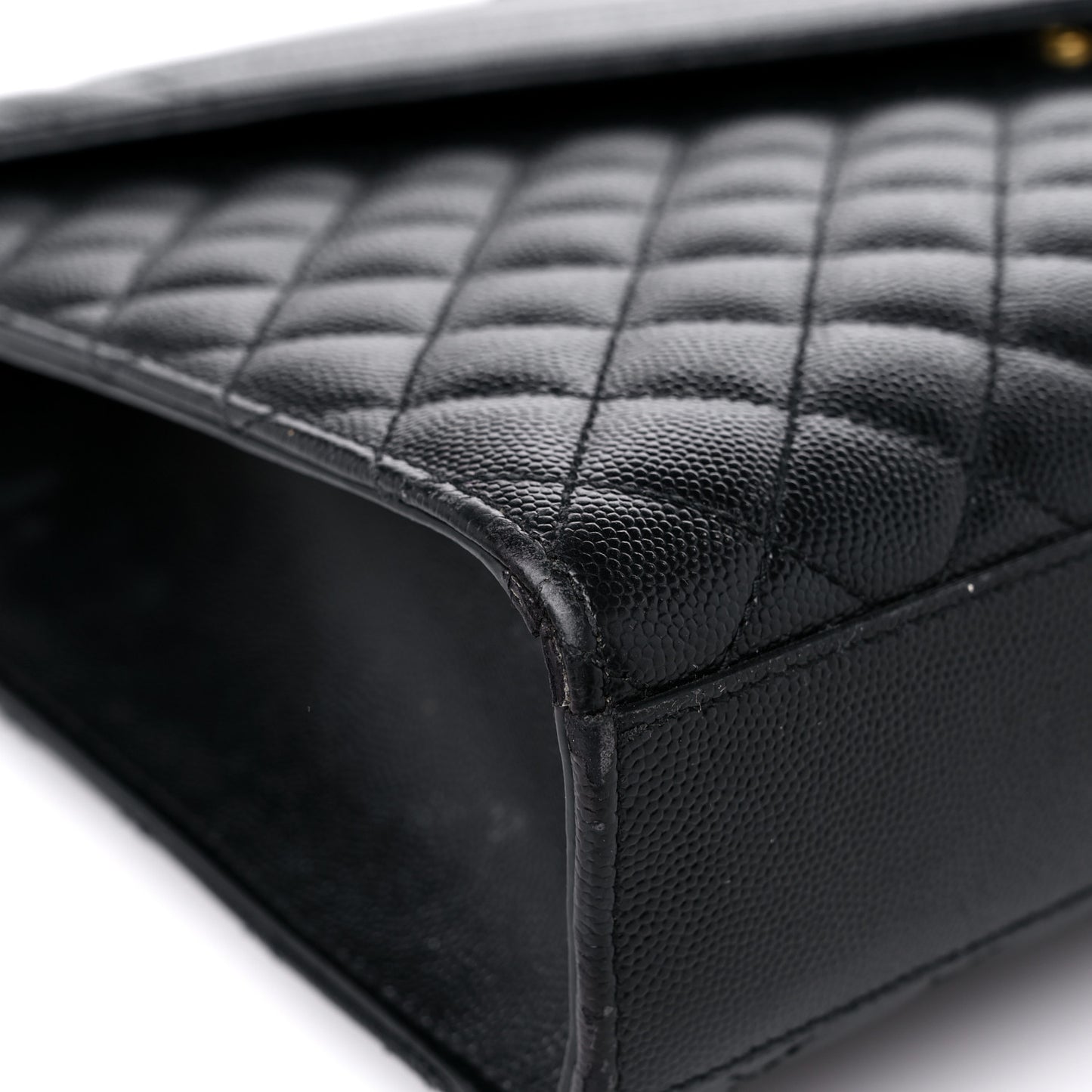 Grain De Poudre Textured Mixed Matelasse Large Triquilt Monogram Satchel Black