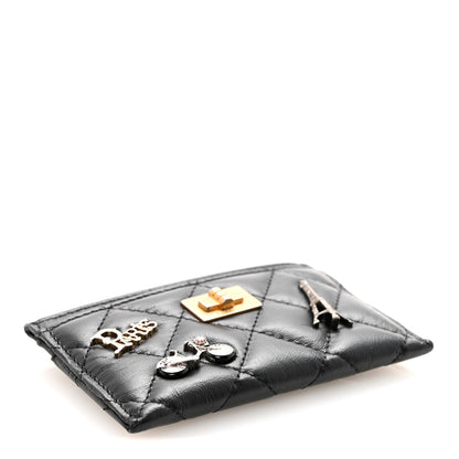 Chanel Aged Calfskin Quilted Lucky Charms Reissue Card Holder Black 4 of 8