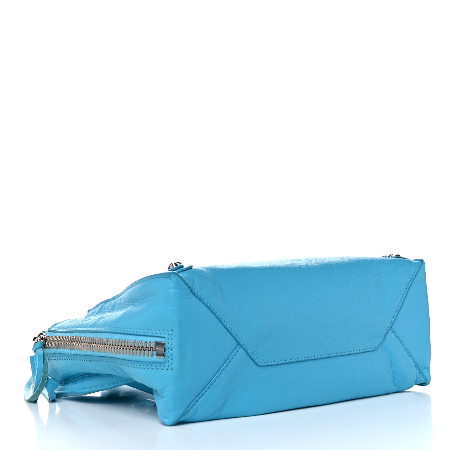 Supple Calfskin Papier A6 Zip Around Tote Bleu Caraibes