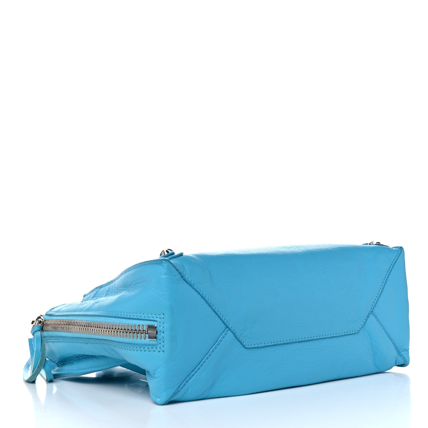 Balenciaga Supple Calfskin Papier A6 Zip Around Tote Bleu Caraibes 5 of 25