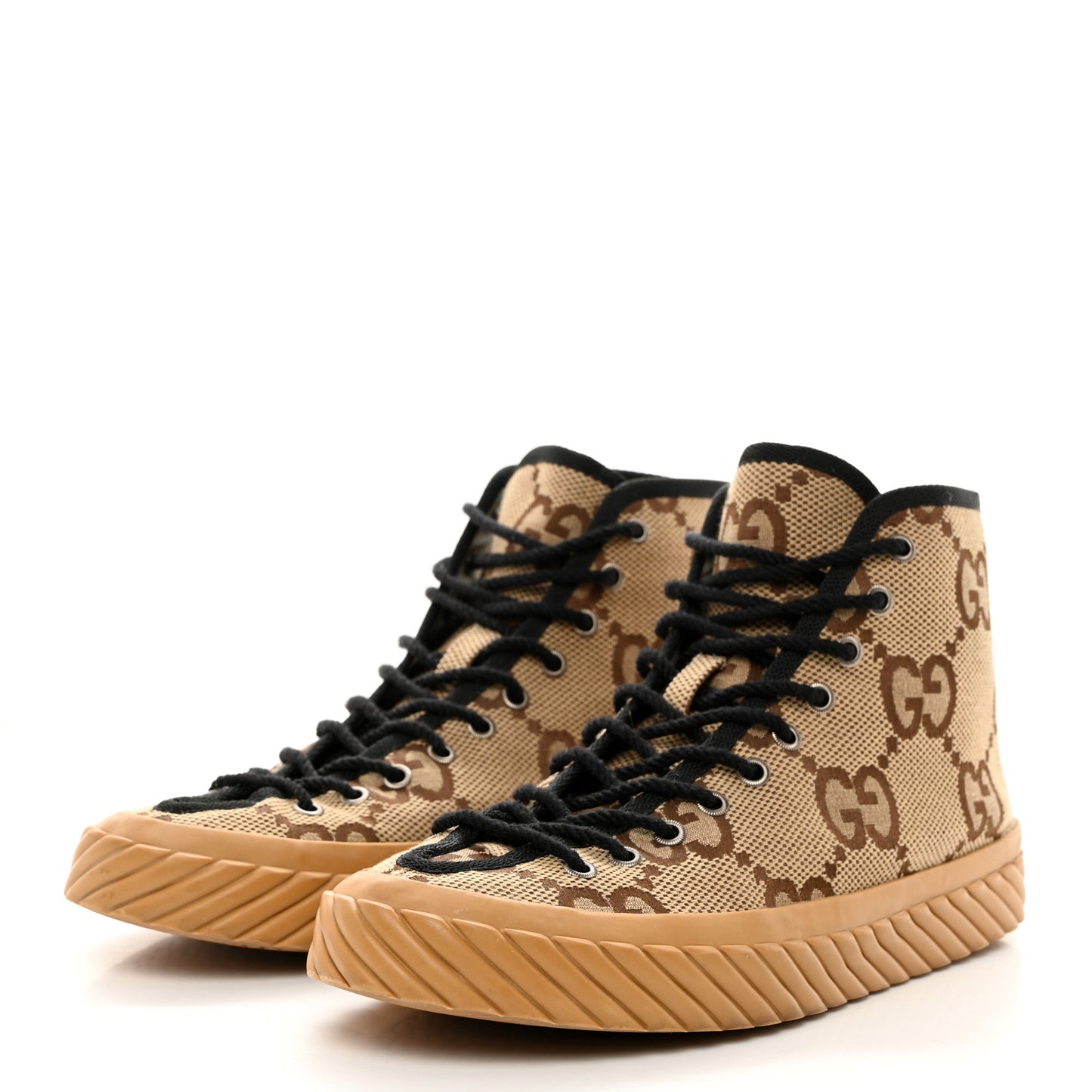 Monogram Jumbo GG New Lace Papin Mens Tortuga High Top Sneakers 10 Camel Ebony Black