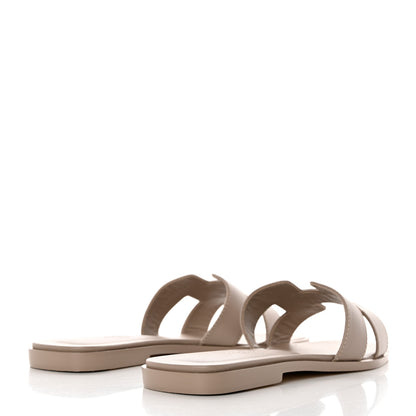 Hermes Box Calfskin Oran Sandals 37.5 Beige Mastic 4 of 10