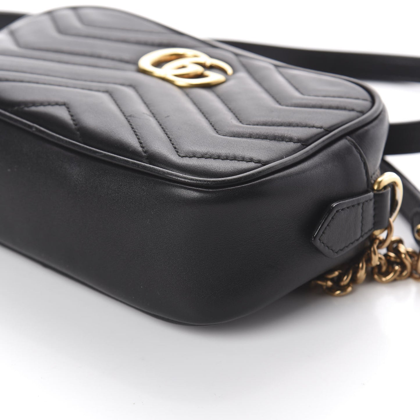 Calfskin Matelasse Mini GG Marmont Chain Shoulder Bag Black