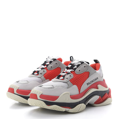 Balenciaga Fabric Mesh Womens Triple S Sneakers 35 Red Grey White 3 of 7