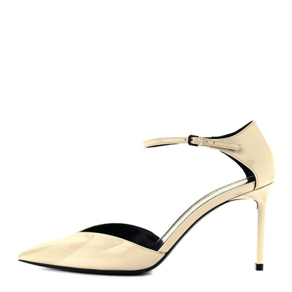 Saint Laurent Patent Anja 85 Ankle Strap Pointed Pumps 40 Coquille 1 of 11