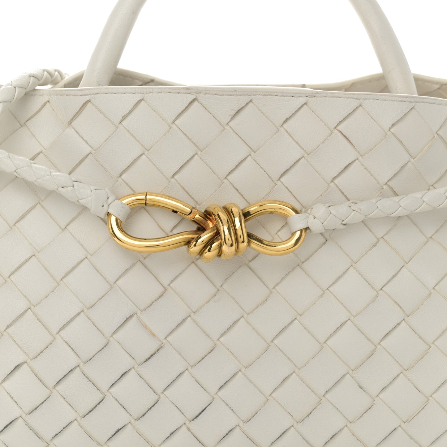 Nappa Intrecciato Small East West Andiamo Shoulder Bag White