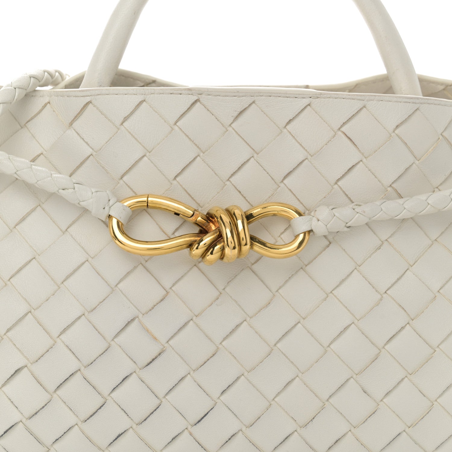 Bottega Veneta Nappa Intrecciato Small East West Andiamo Shoulder Bag White 8 of 12
